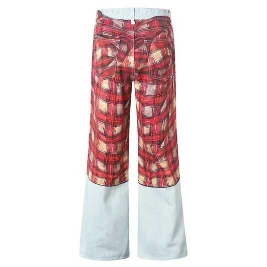 Flannel Wrap Illusion Denim Jeans | Hollywood Denim
