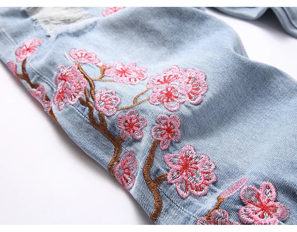 Cherry Blossom Blue Stacked Denim Jeans