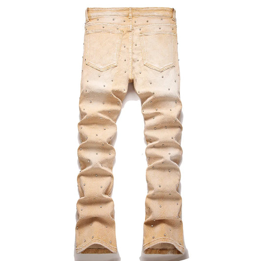 Acid Khaki Diamond Stacked Denim Jeans