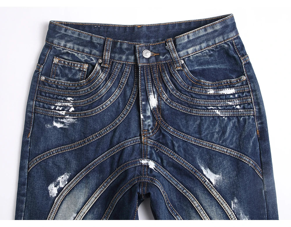 Spliced Stacked Denim Jeans