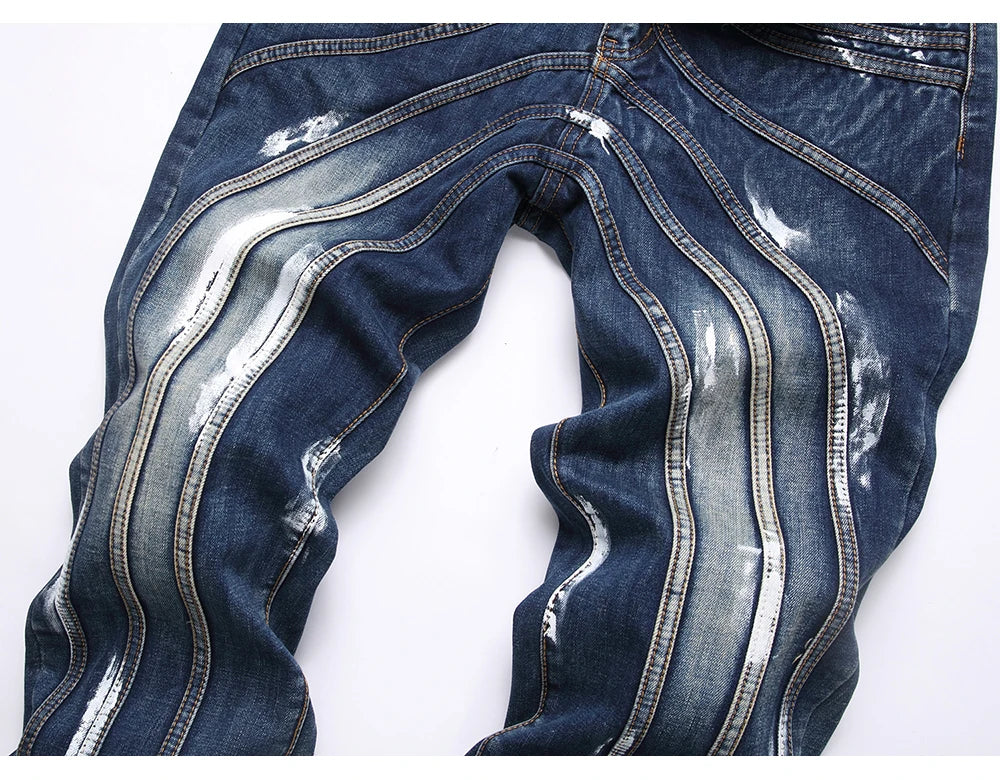 Spliced Stacked Denim Jeans
