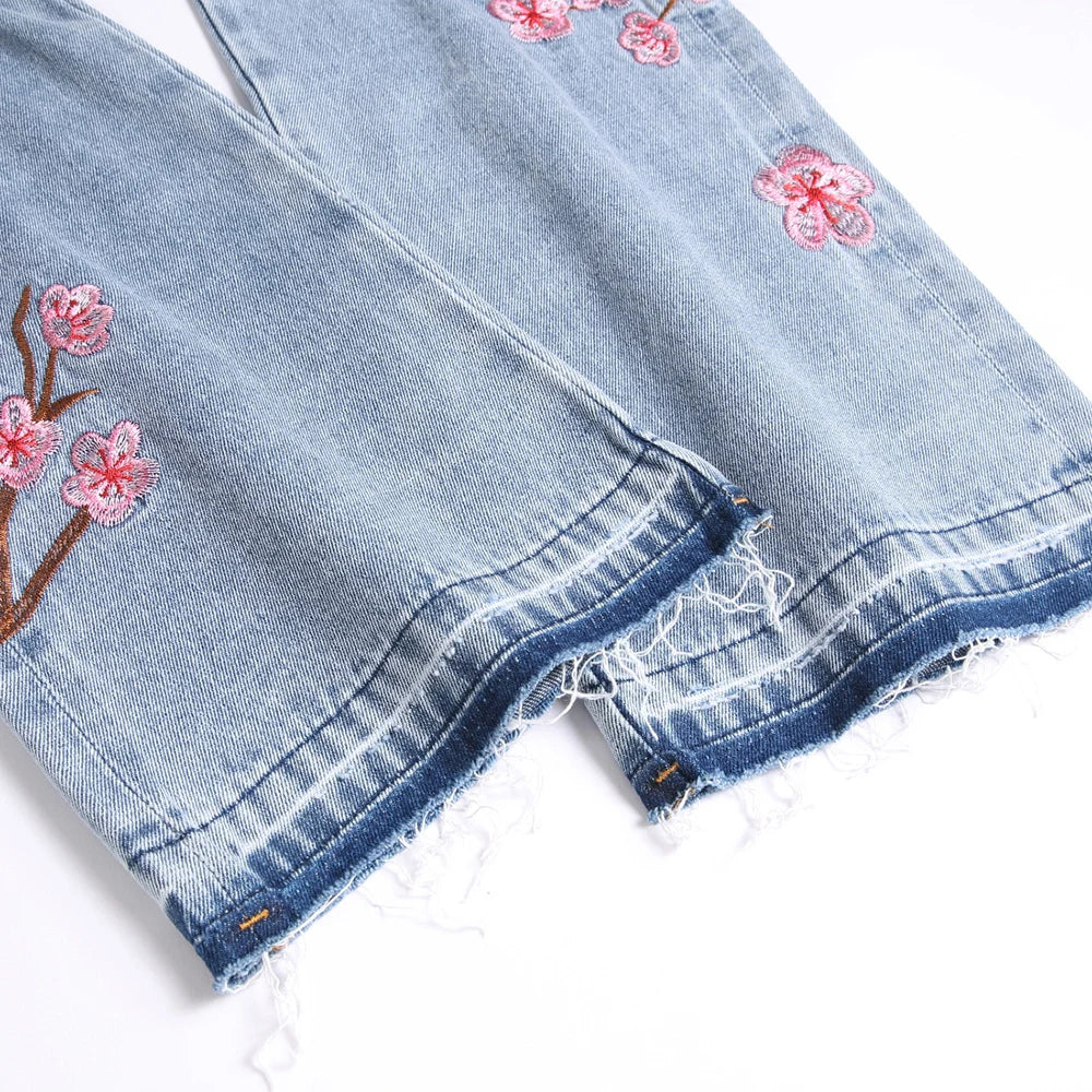Cherry Blossom Blue Stacked Denim Jeans