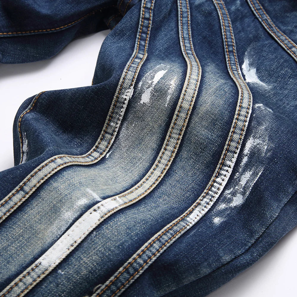 Spliced Stacked Denim Jeans