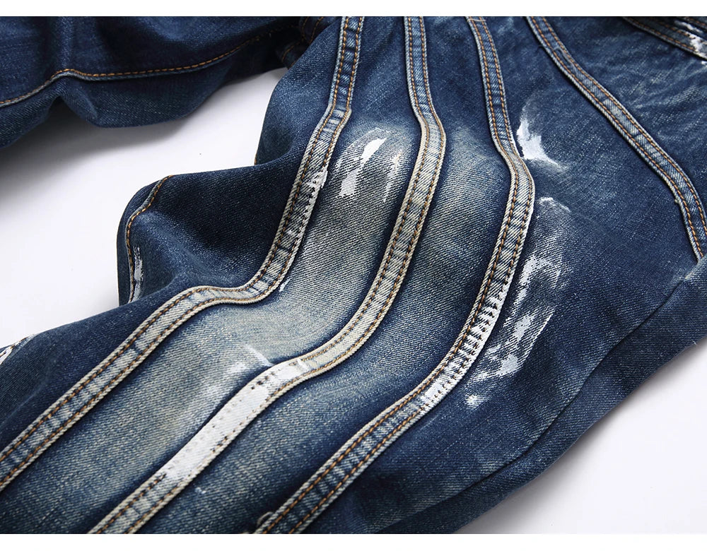 Spliced Stacked Denim Jeans