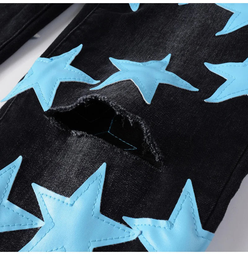 Sky Blue Star Denim Jeans
