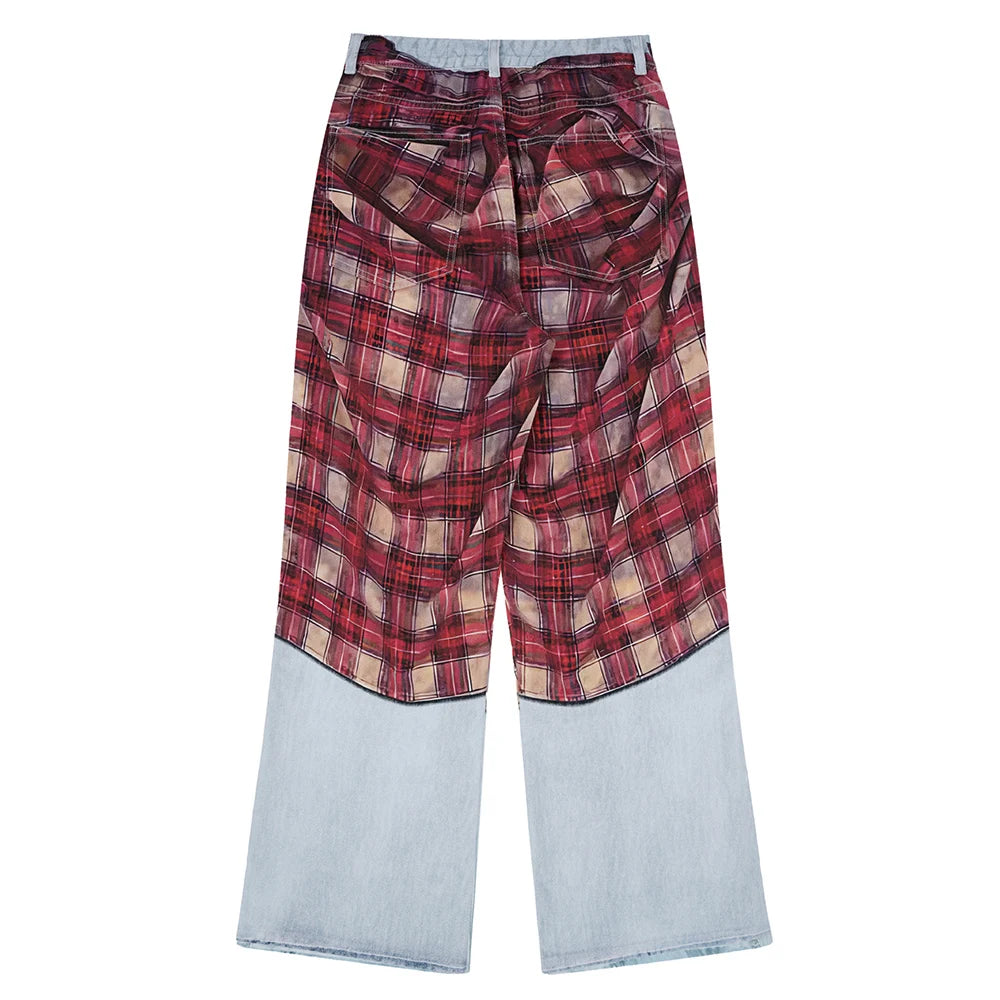 Flannel Wrap Illusion Denim Jeans | Hollywood Denim