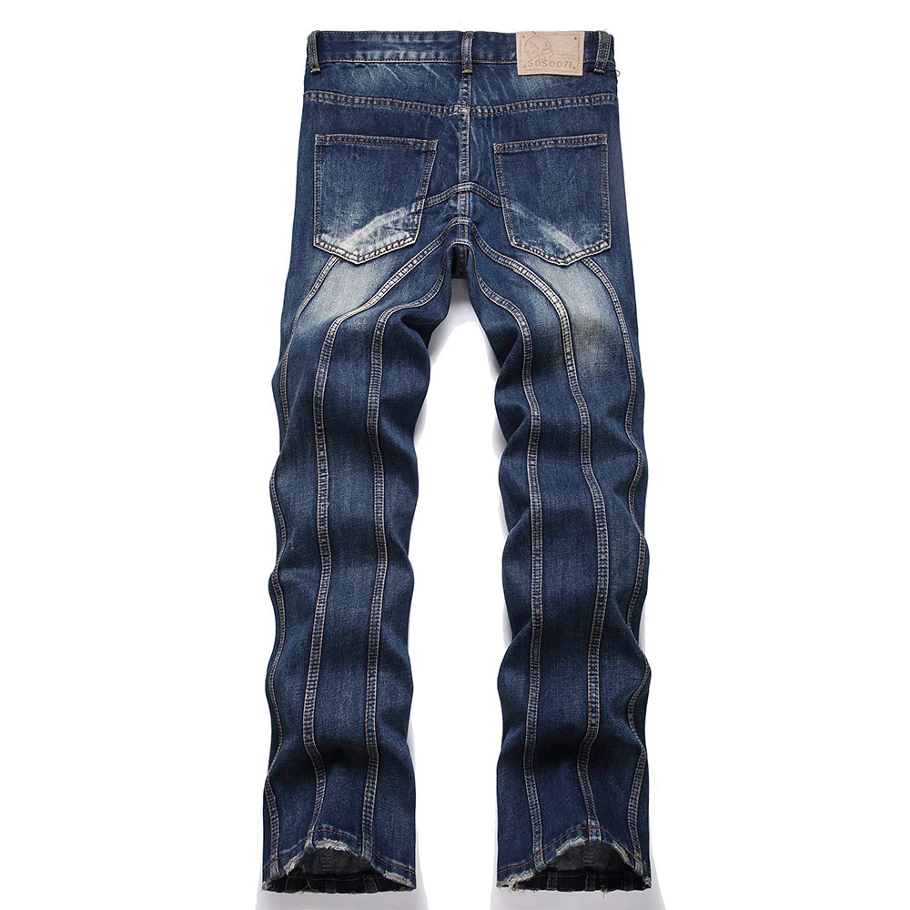 Spliced Stacked Denim Jeans