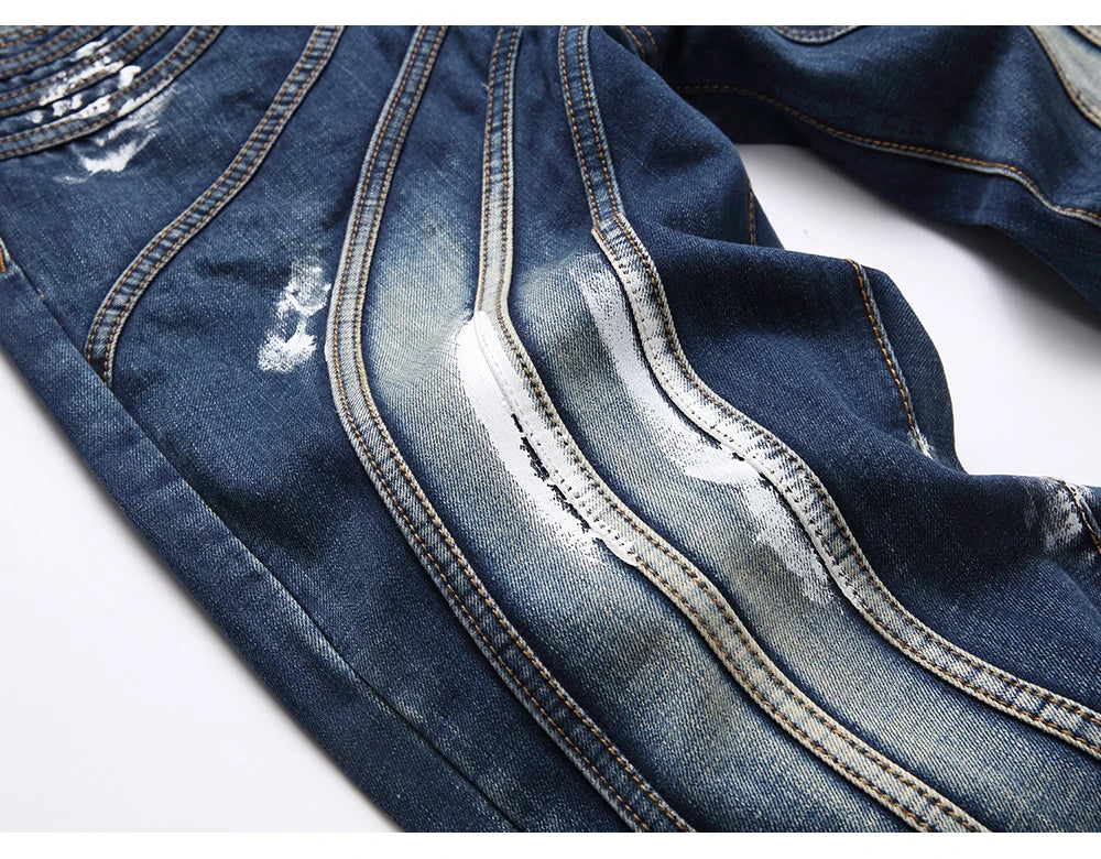 Spliced Stacked Denim Jeans