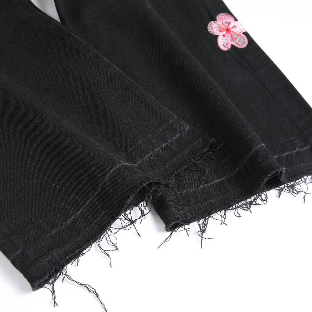 Cherry Blossom Stacked Denim Jeans