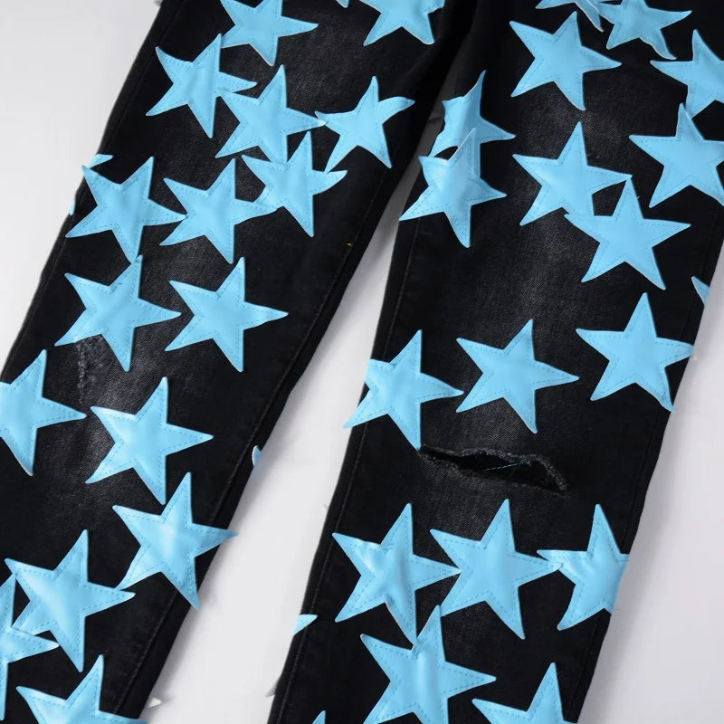 Sky Blue Star Denim Jeans