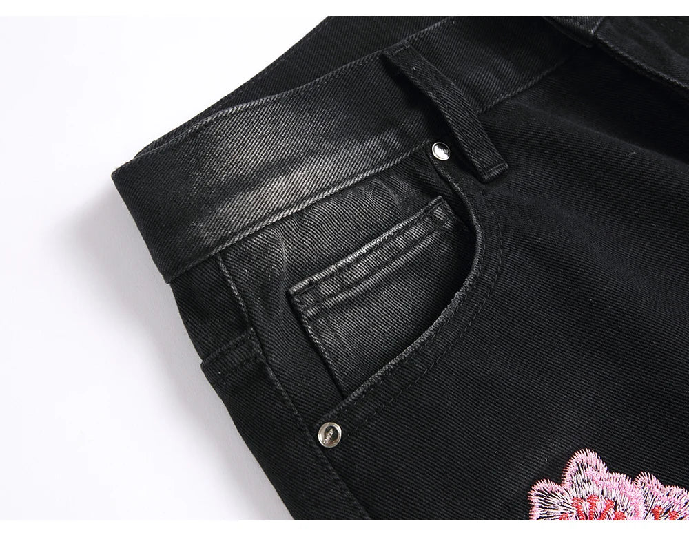 Cherry Blossom Stacked Denim Jeans