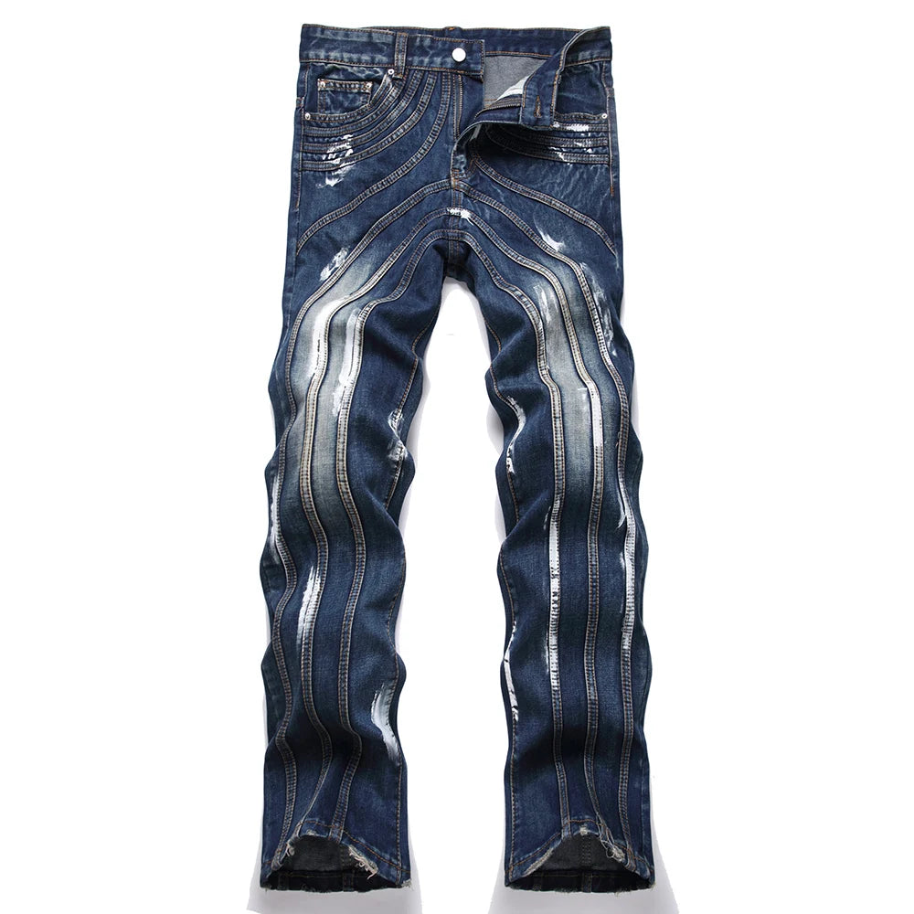 Spliced Stacked Denim Jeans