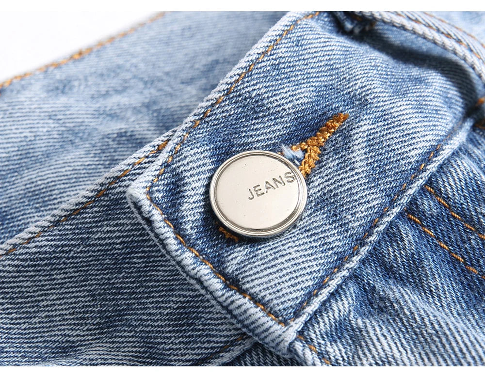 Cherry Blossom Blue Stacked Denim Jeans