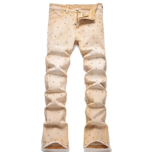 Acid Khaki Diamond Stacked Denim Jeans