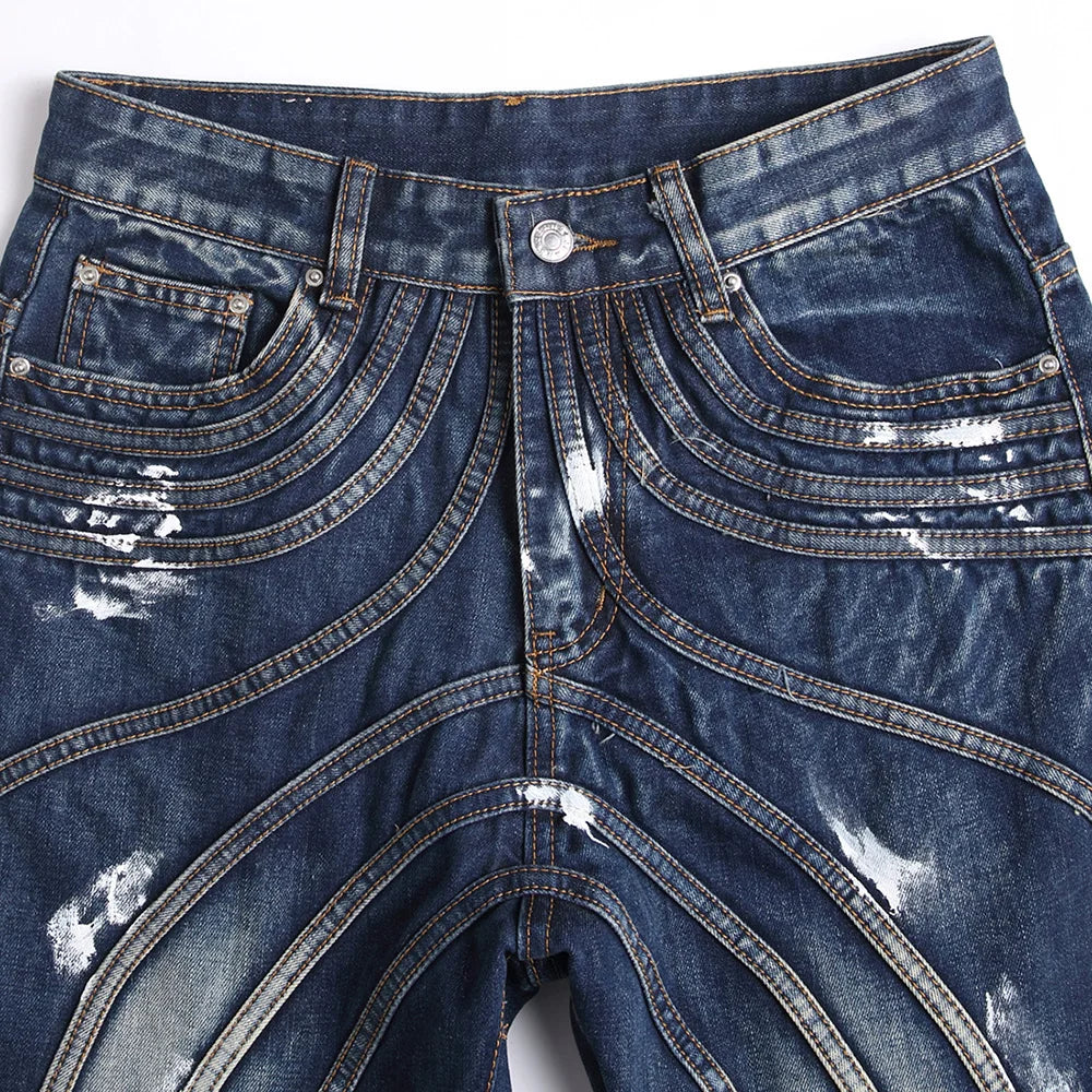 Spliced Stacked Denim Jeans