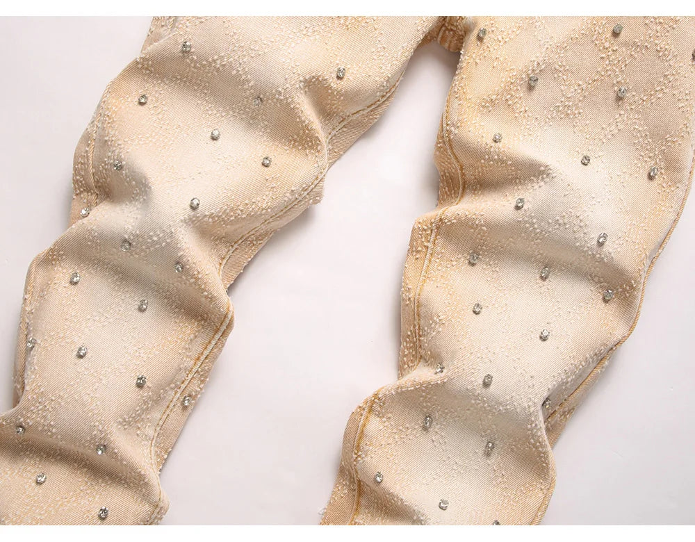 Acid Khaki Diamond Stacked Denim Jeans