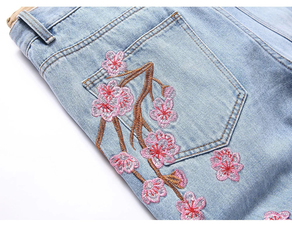 Cherry Blossom Blue Stacked Denim Jeans