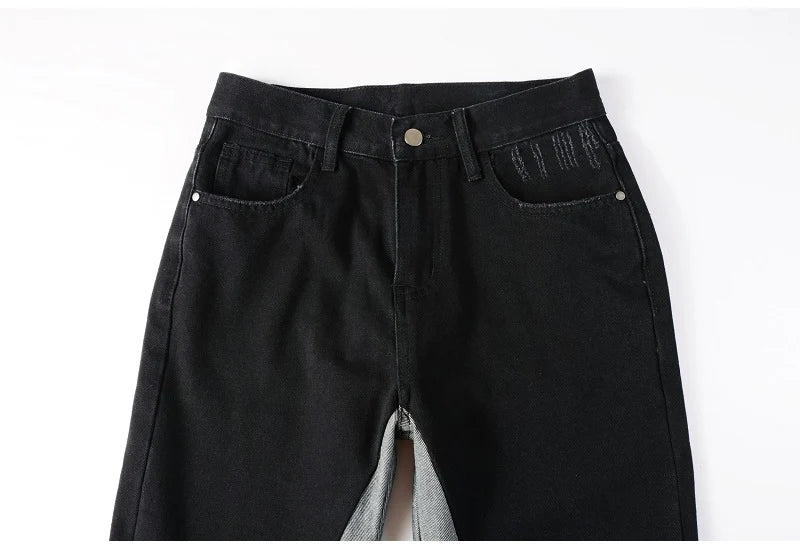 Two Tone Stack Denim Jeans