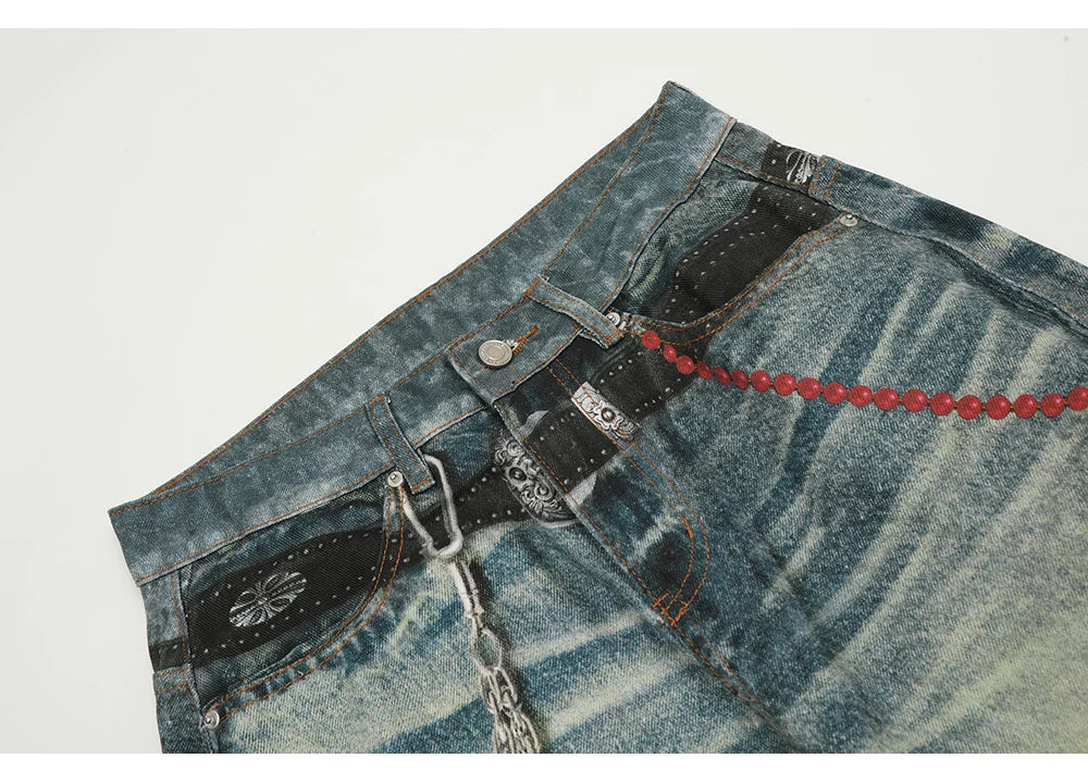 Phantom Chain Painted Streetwear Jeans | Hollywood Denim