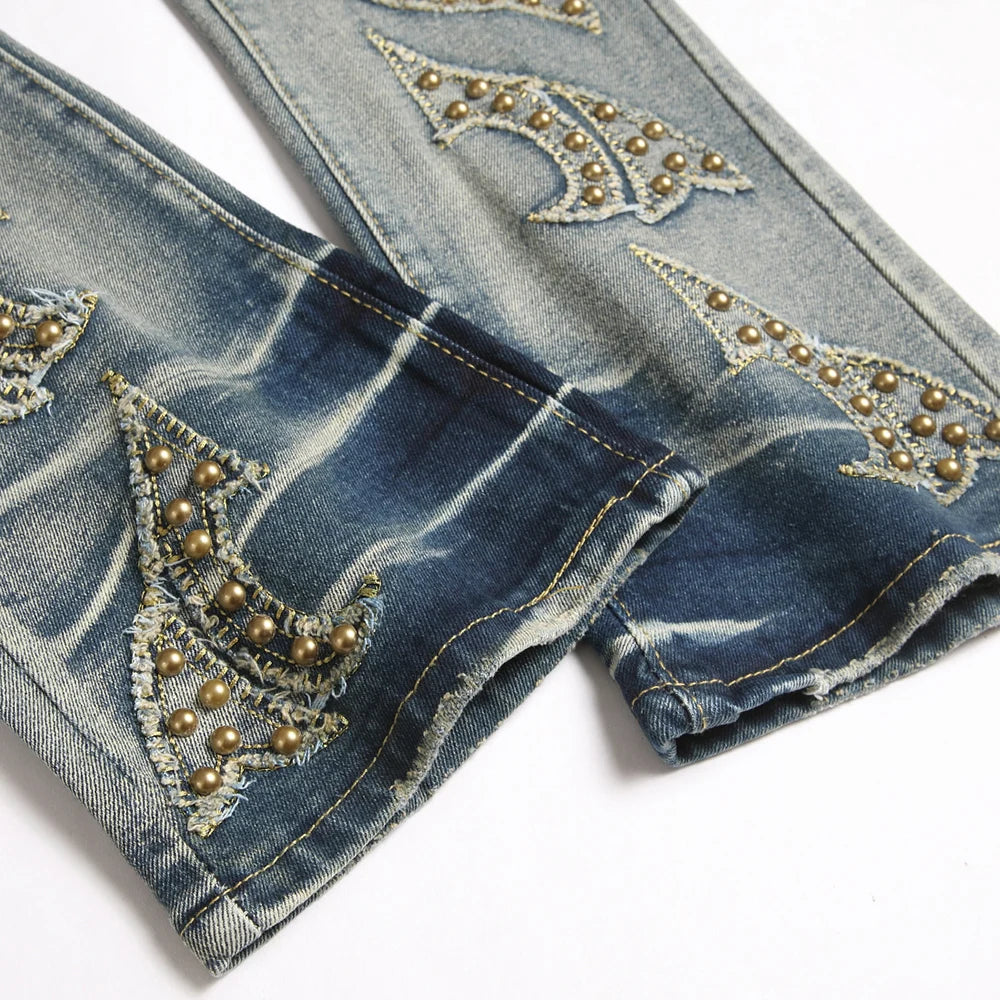 Punk Rock Stacked Denim Jeans