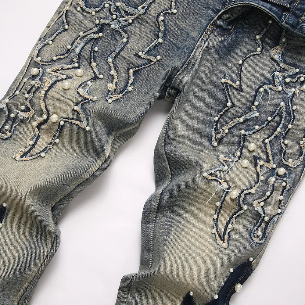 Pearl Patch Stacked Denim Jeans