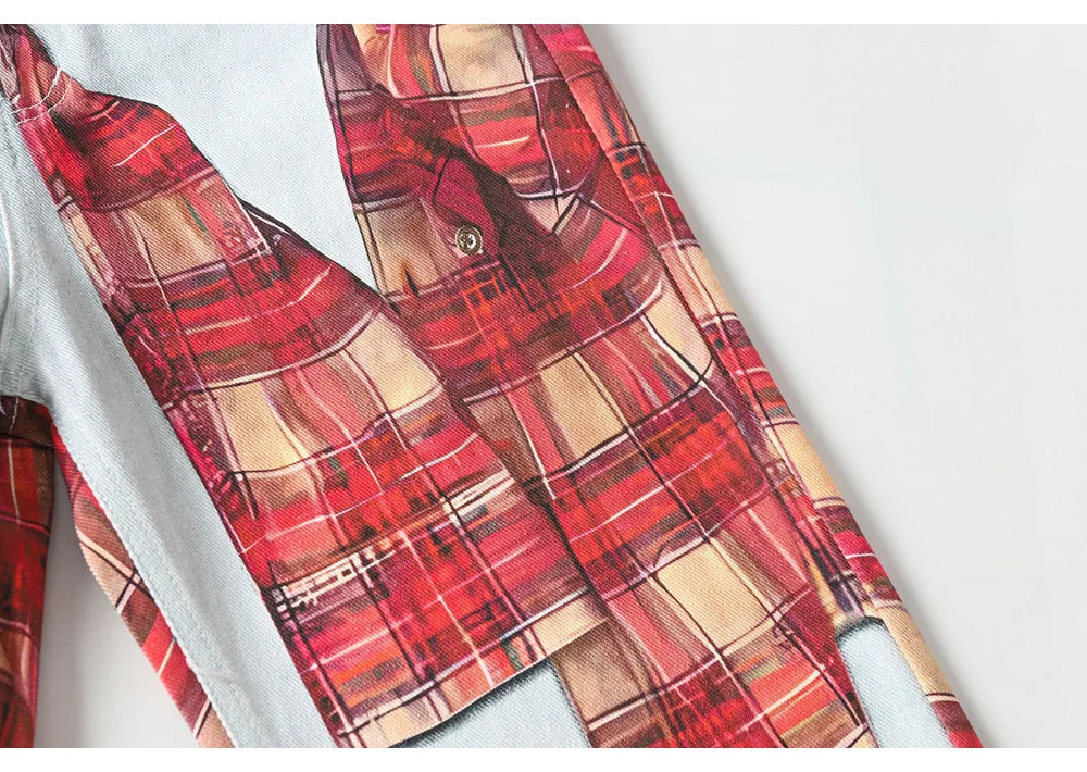 Flannel Wrap Illusion Denim Jeans | Hollywood Denim