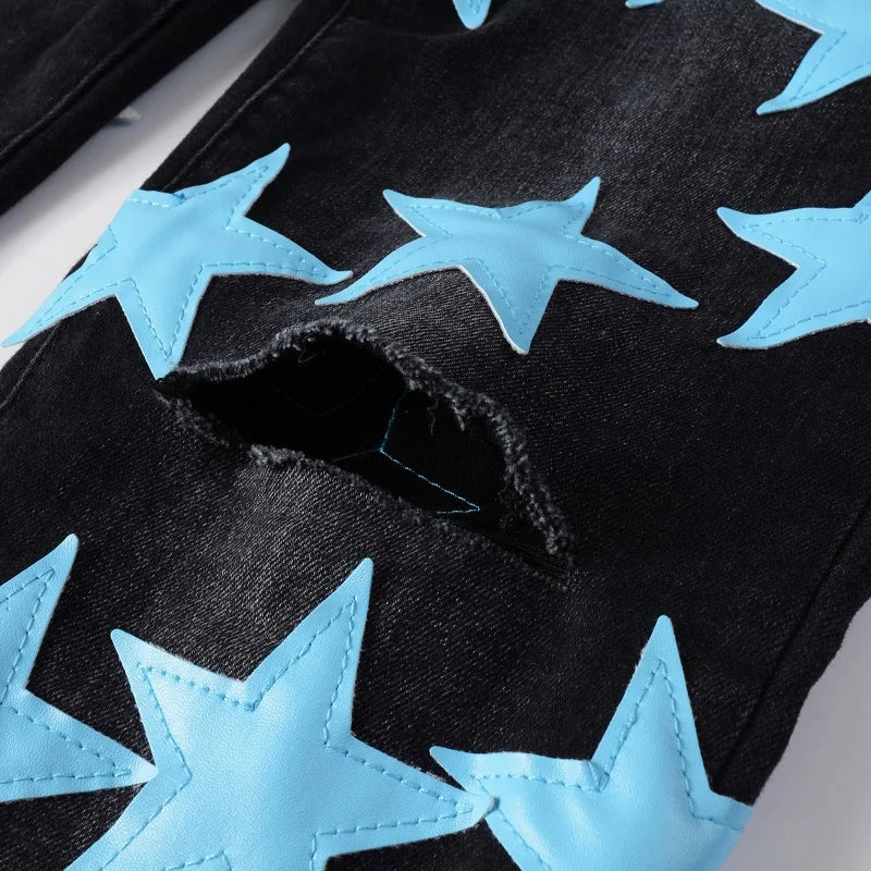 Sky Blue Star Denim Jeans