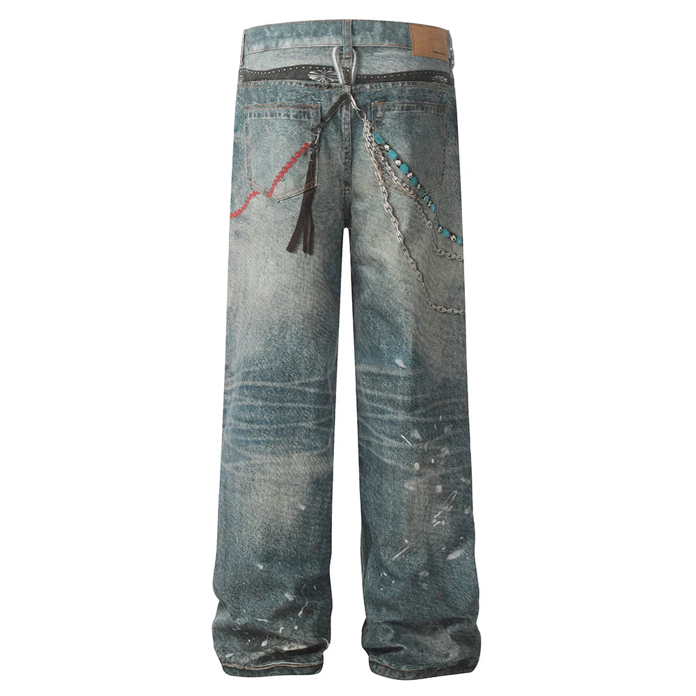 Phantom Chain Painted Streetwear Jeans | Hollywood Denim