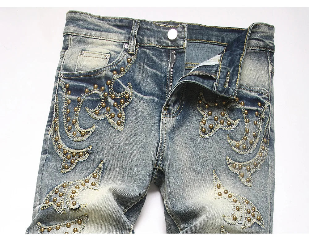 Punk Rock Stacked Denim Jeans