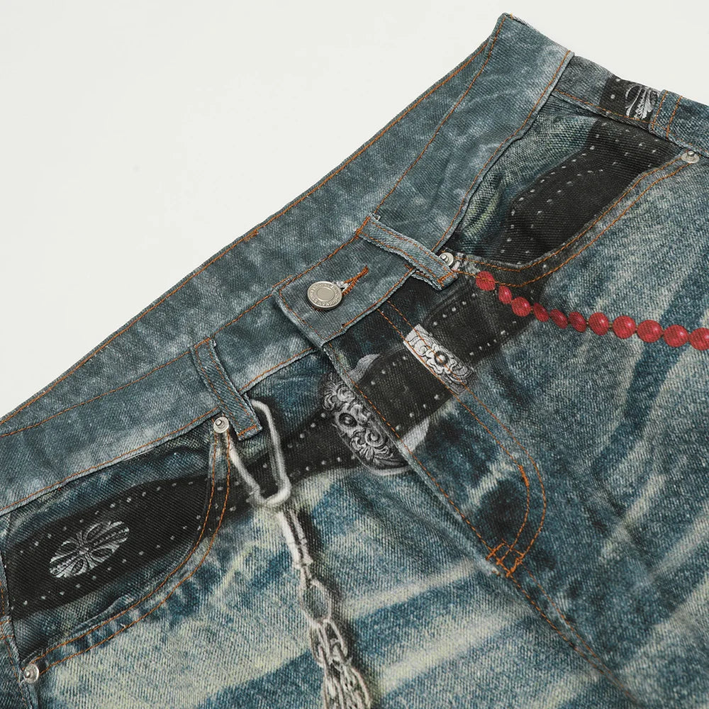 Phantom Chain Painted Streetwear Jeans | Hollywood Denim