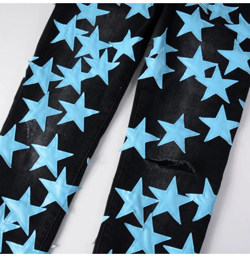 Sky Blue Star Denim Jeans