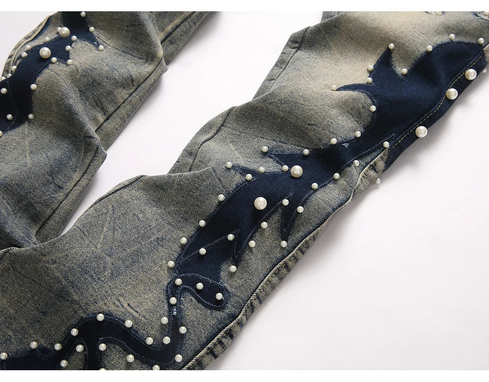 Pearl Patch Stacked Denim Jeans