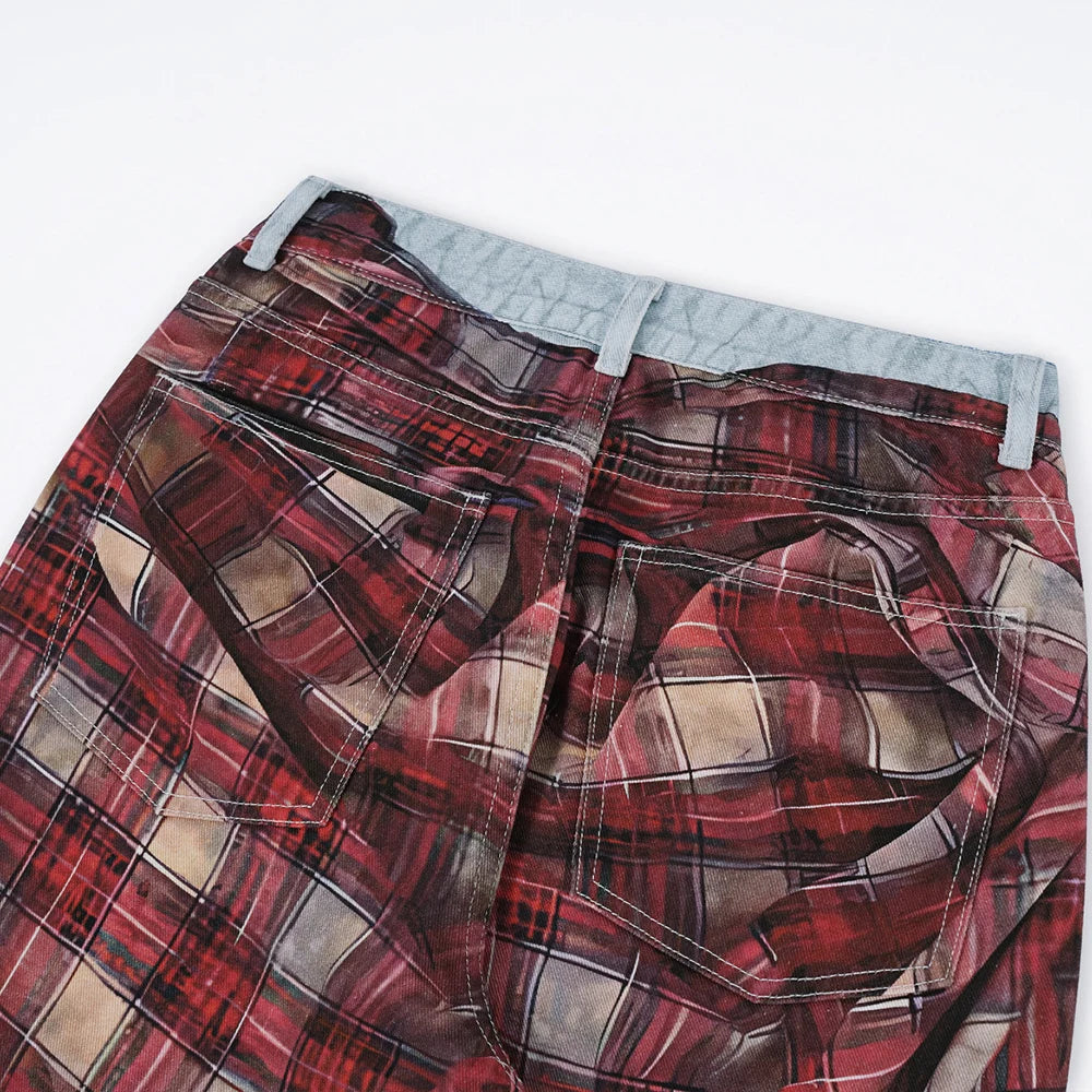 Flannel Wrap Illusion Denim Jeans | Hollywood Denim