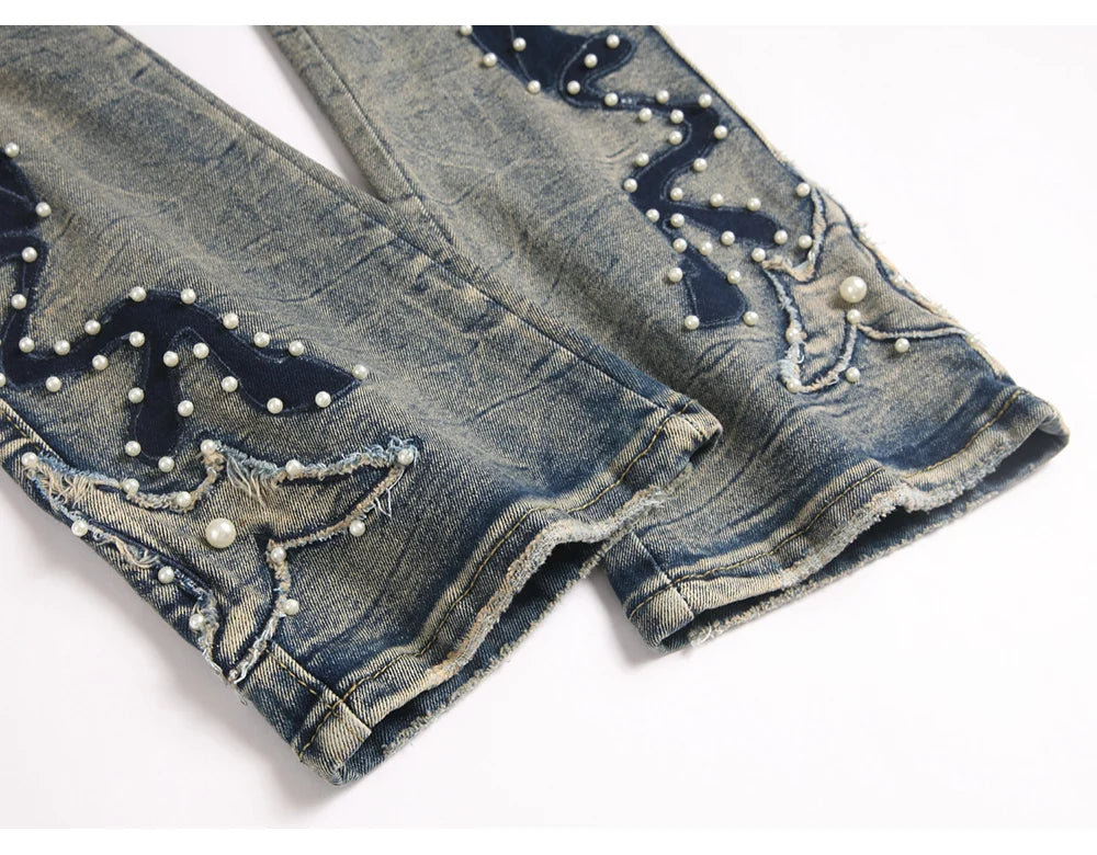 Pearl Patch Stacked Denim Jeans