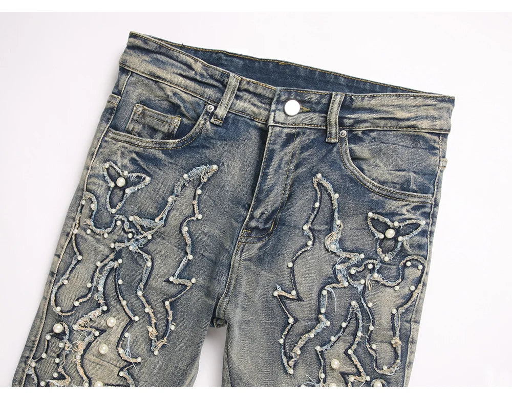 Pearl Patch Stacked Denim Jeans