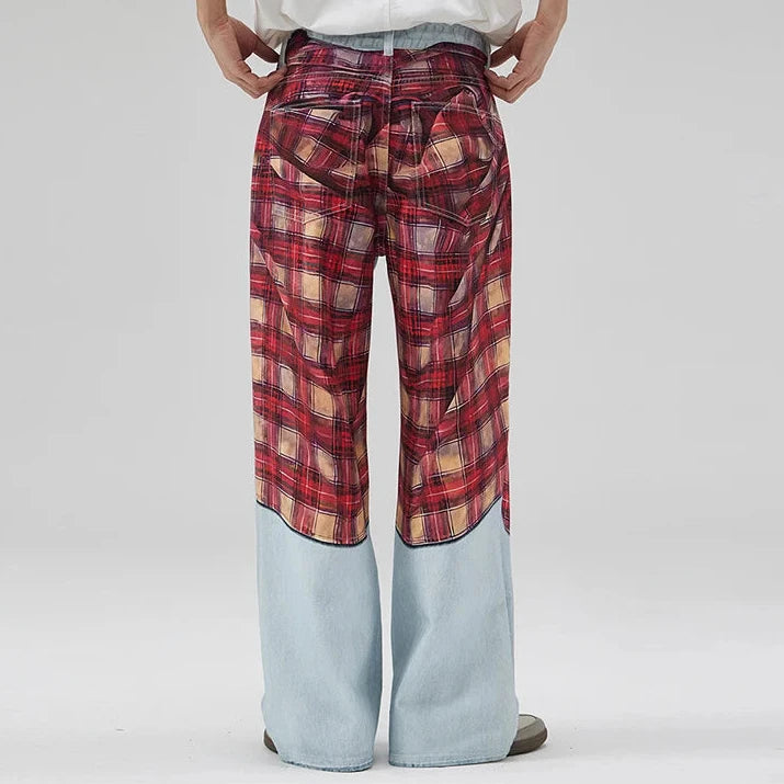 Flannel Wrap Illusion Denim Jeans | Hollywood Denim