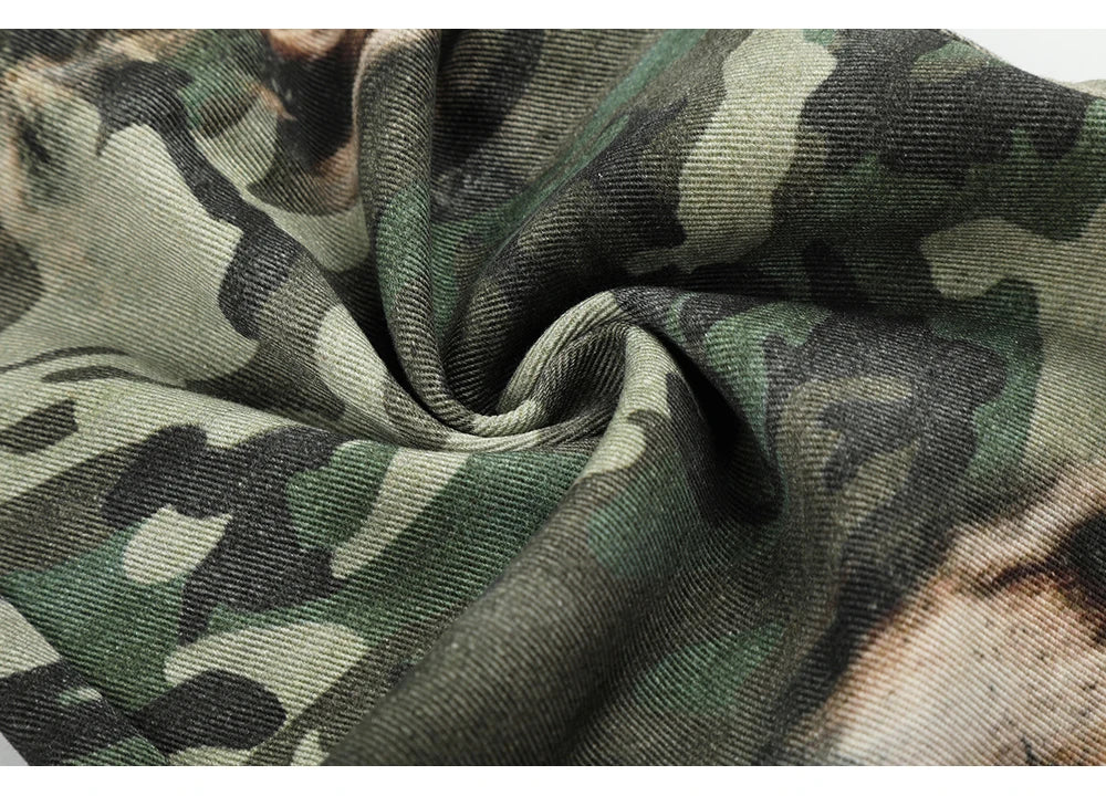 Camo Leopard Print Illusion Denim Jeans