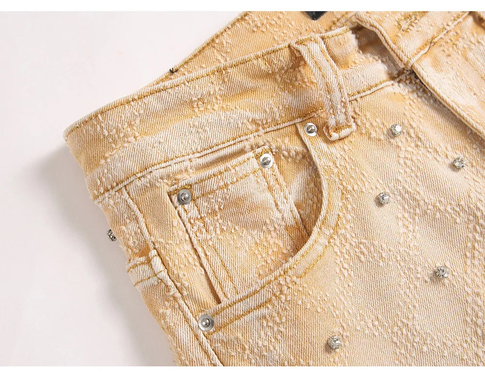 Acid Khaki Diamond Stacked Denim Jeans