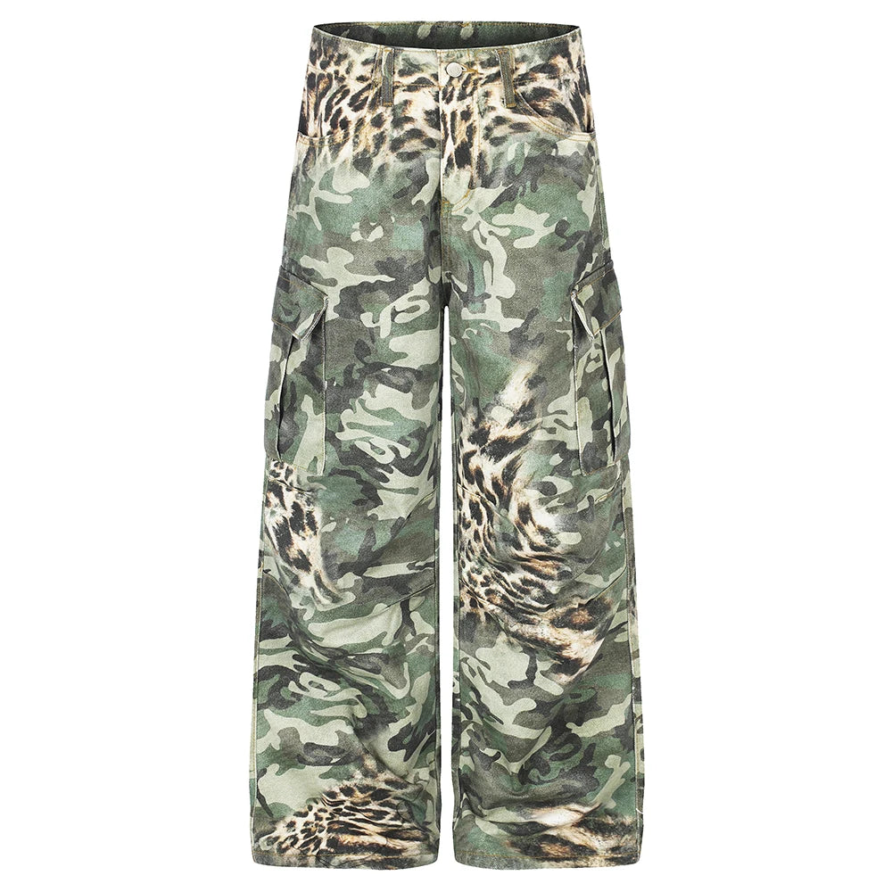 Camo Leopard Print Illusion Denim Jeans