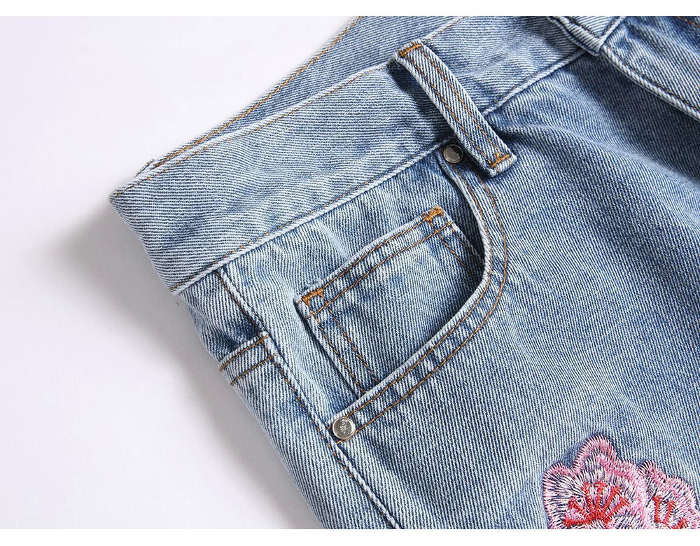 Cherry Blossom Blue Stacked Denim Jeans