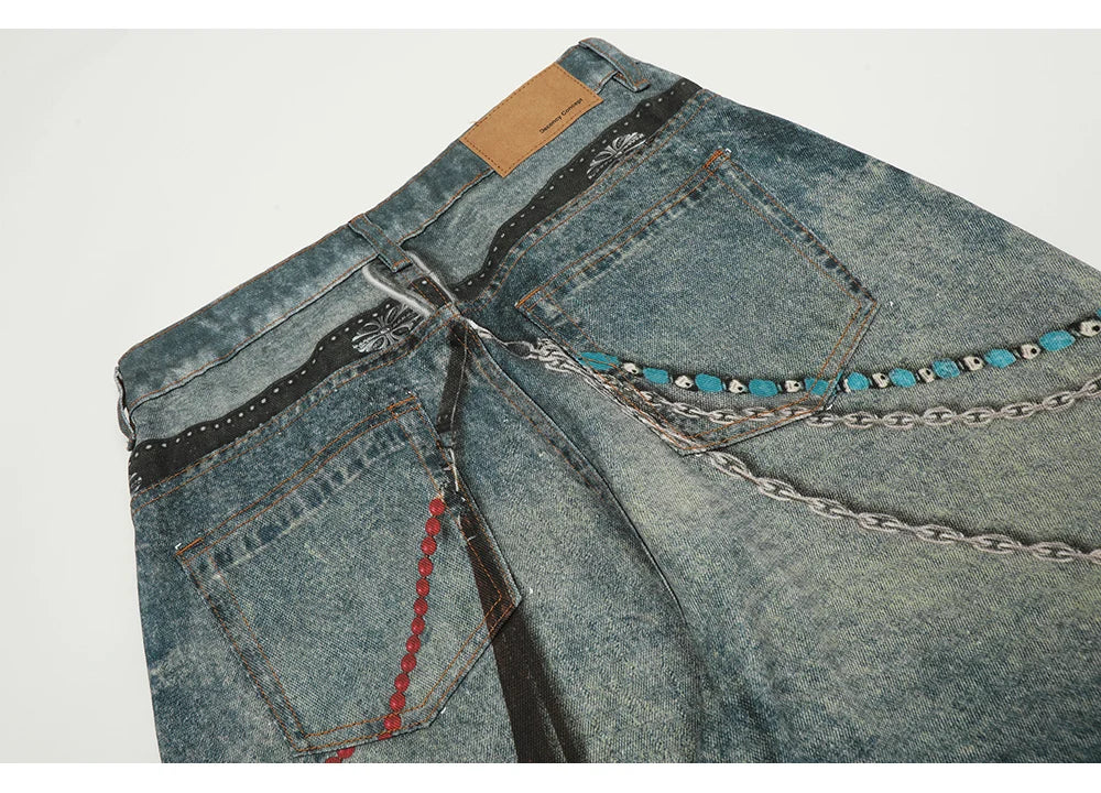 Phantom Chain Painted Streetwear Jeans | Hollywood Denim