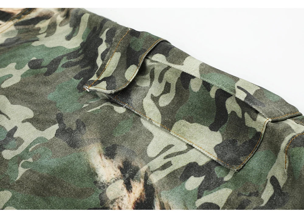 Camo Leopard Print Illusion Denim Jeans
