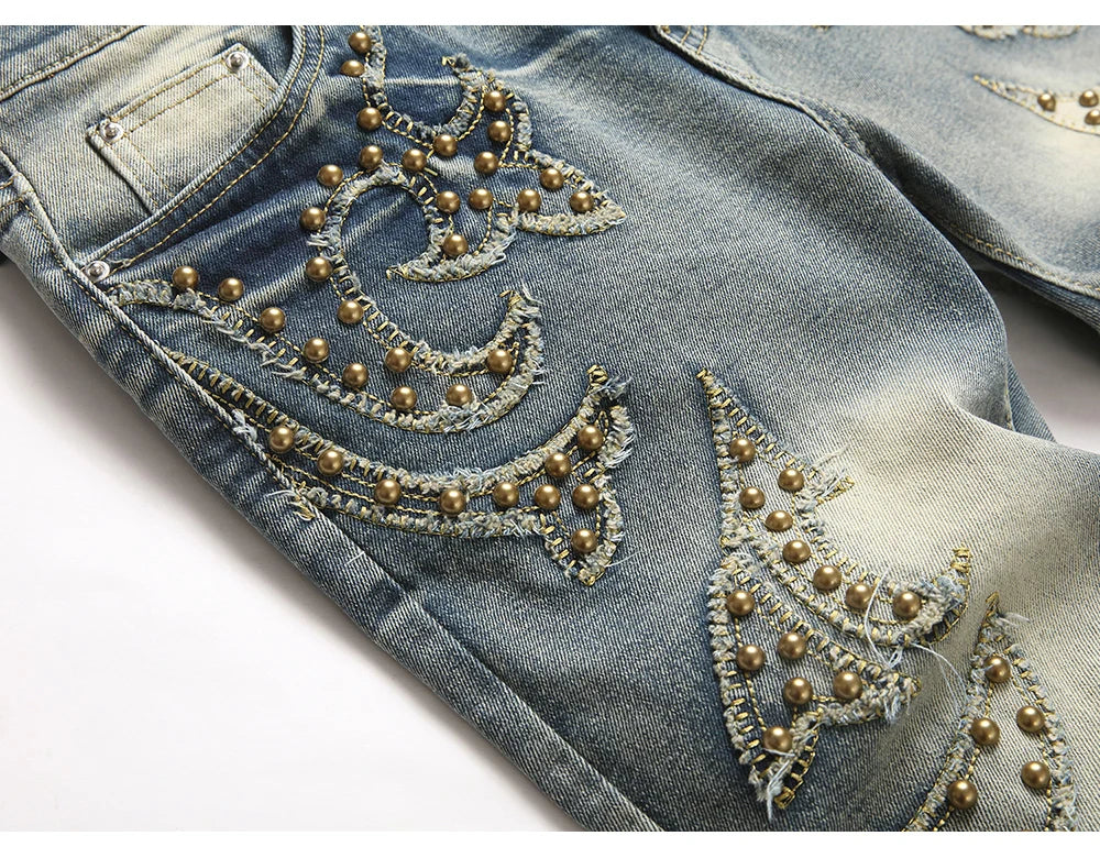 Punk Rock Stacked Denim Jeans