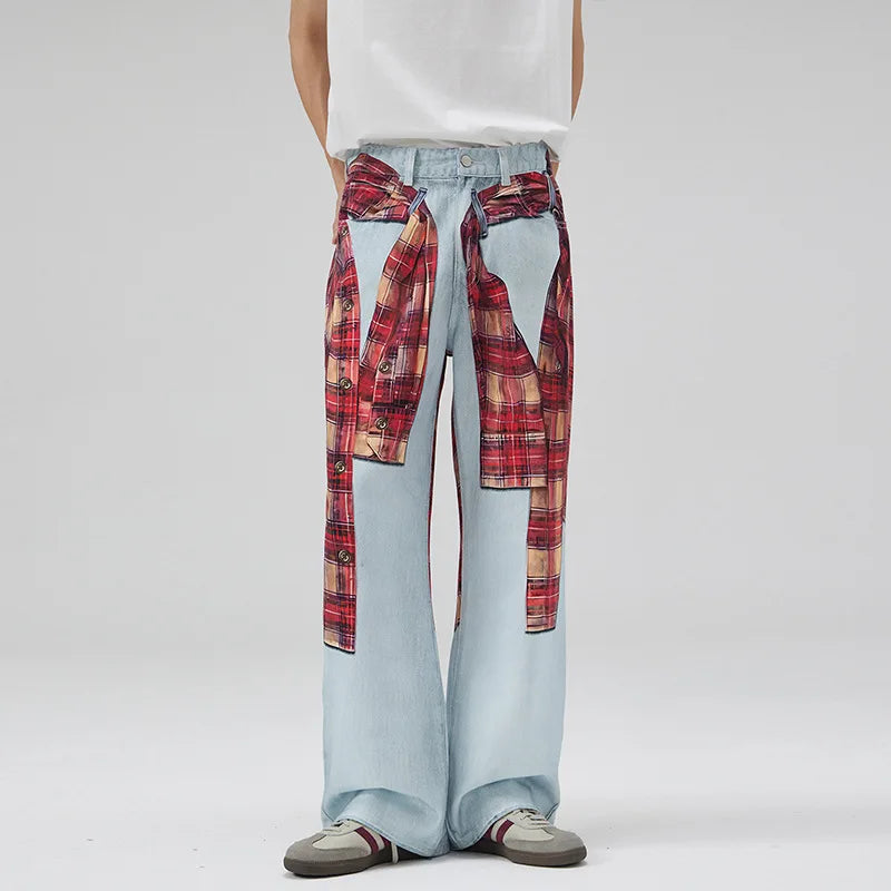 Flannel Wrap Illusion Denim Jeans | Hollywood Denim