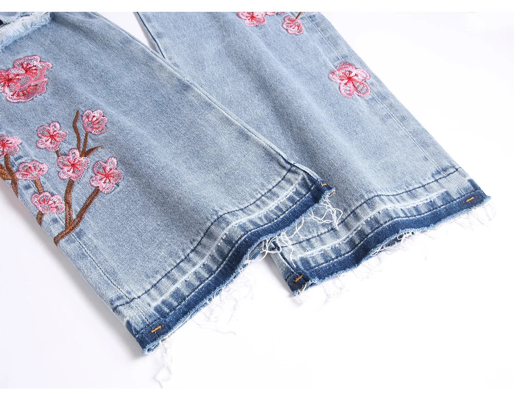 Cherry Blossom Blue Stacked Denim Jeans