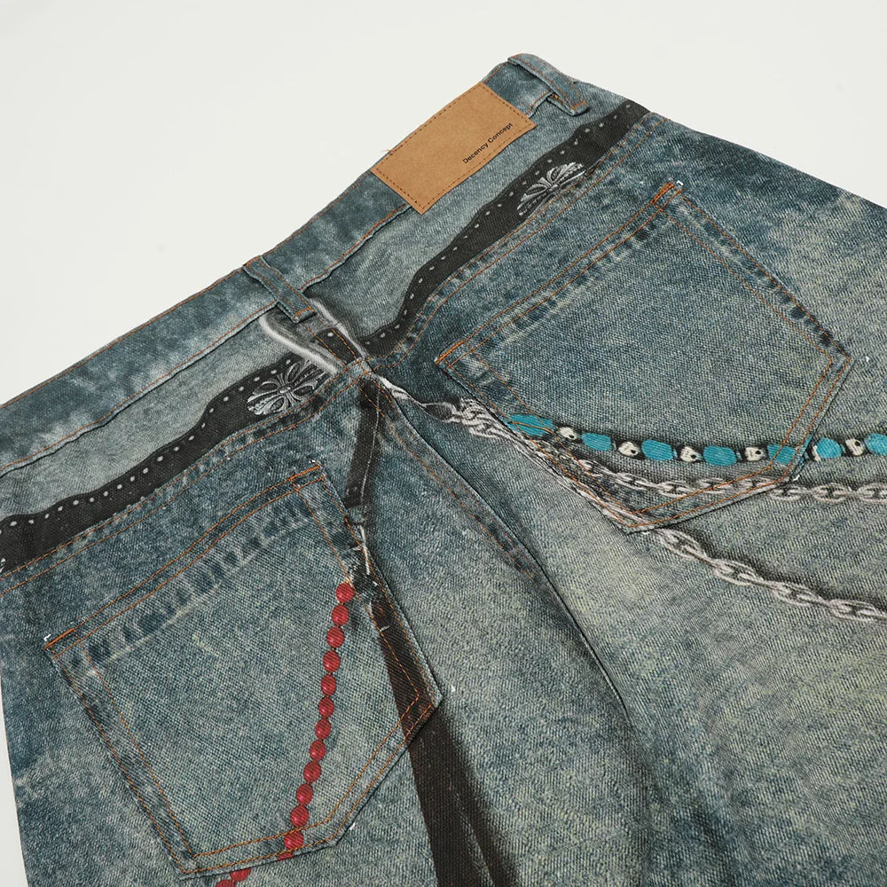 Phantom Chain Painted Streetwear Jeans | Hollywood Denim
