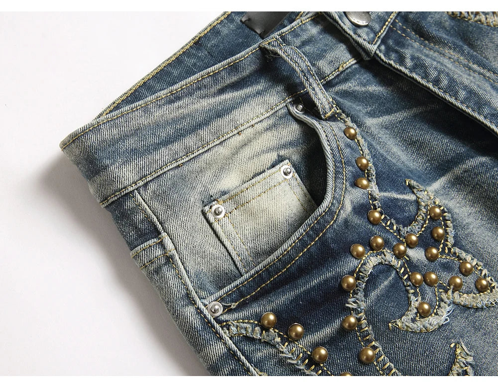 Punk Rock Stacked Denim Jeans