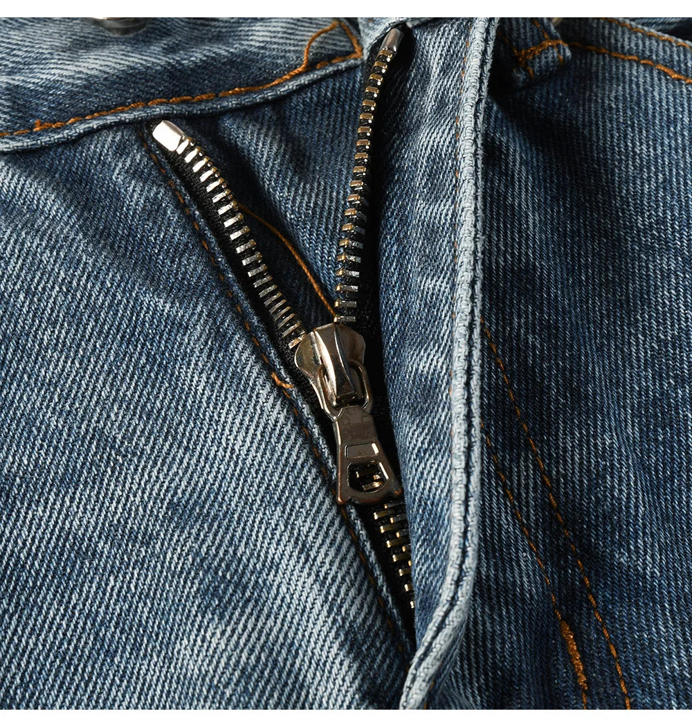 Two Tone Crystal Patch Denim Jeans