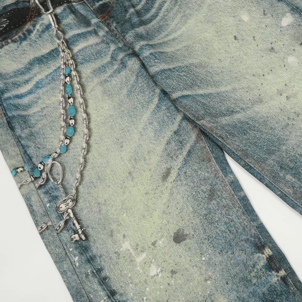 Phantom Chain Painted Streetwear Jeans | Hollywood Denim