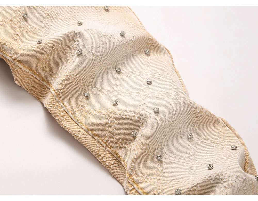 Acid Khaki Diamond Stacked Denim Jeans